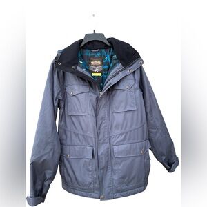 SIMS Insulated Snowboard Ski Jacket Blue Gray Hooded Size S